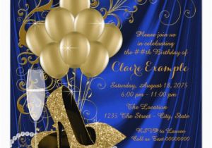 Royal Blue and Gold Birthday Invitations Womans Royal Blue and Gold Birthday Party Luxe Invitation
