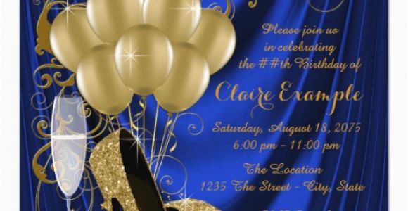 Royal Blue and Gold Birthday Invitations Womans Royal Blue and Gold Birthday Party Luxe Invitation