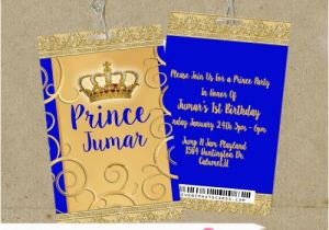 Royal Prince Birthday Party Invitations Prince Royal Blue Gold Birthday Vip Pass Invitations