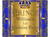 Royal Prince Birthday Party Invitations Royal Blue Gold Crown Prince 1st Birthday Boys 2