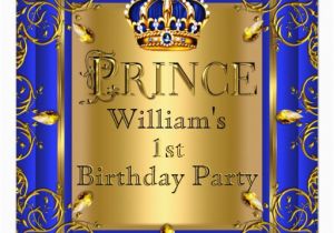 Royal Prince Birthday Party Invitations Royal Blue Gold Crown Prince 1st Birthday Boys 2