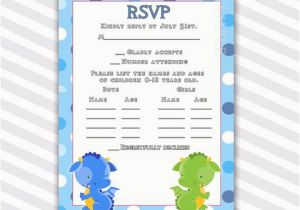 Rsvp Cards for Birthday Party Birthday Rsvp Cards Notes Polka Dots Green Blue Dragon Baby