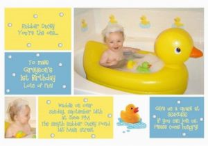 Rubber Ducky 1st Birthday Invitations 1st Birthday Invitation for Greyson Rubber Duck Photo