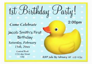 Rubber Ducky 1st Birthday Invitations First Birthday Rubber Ducky Personalized Invitation Zazzle
