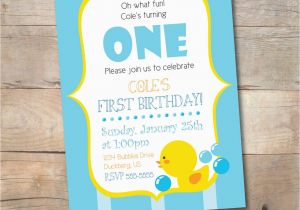 Rubber Ducky 1st Birthday Invitations Rubber Duck Birthday Invitation Printable Boy Birthday