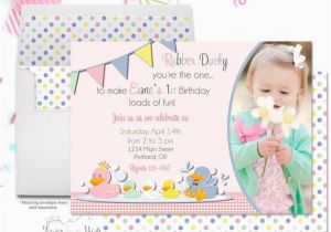 Rubber Ducky 1st Birthday Invitations Rubber Duck Party Invitation Girls 1st Birthday