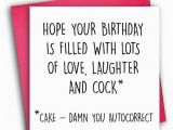 Rude Birthday Cards for Her Funny Birthday Card Rude Birthday Card Autocorrect