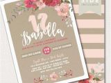 Rustic 1st Birthday Invitations 1st Birthday Party Invitation Watercolor Floral Boho