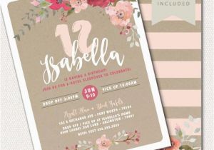 Rustic 1st Birthday Invitations 1st Birthday Party Invitation Watercolor Floral Boho