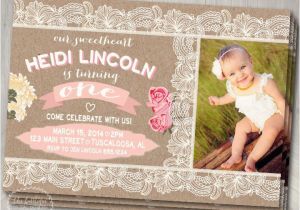 Rustic 1st Birthday Invitations First Birthday Invitation Rustic Vintage Lace by