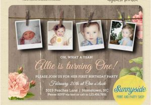 Rustic 1st Birthday Invitations Girls First Birthday Photo Invitation Country Rustic