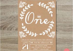 Rustic 1st Birthday Invitations Rustic Kraft First Birthday Invitation by Bonnesoireedesigns