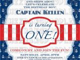 Sailor Birthday Invitations Nautical First Birthday Invitation