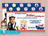 Sailor Birthday Invitations Personalized Nautical Teddy Birthday Invitation 5×7 Set