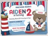 Sailor Birthday Invitations Sailor Bear Birthday Party Invitation Nautical Birthday