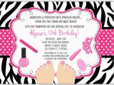 Salon Birthday Party Invitations Zebra Pedicure Spa Birthday Party Invitations Glamour