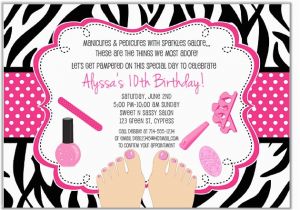 Salon Birthday Party Invitations Zebra Pedicure Spa Birthday Party Invitations Glamour