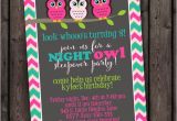 Same Day Birthday Invitations Customized Same Day Sleep Over Invitation Owl Invitation