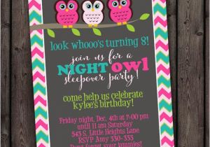 Same Day Birthday Invitations Customized Same Day Sleep Over Invitation Owl Invitation