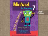 Sample 7th Birthday Invitation for Boy 7th Birthday Invitation Boys Robot Invitation Nifty