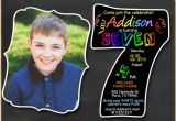 Sample 7th Birthday Invitation for Boy 7th Birthday Invitation Chalkboard Invite Rainbow Colors