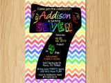 Sample 7th Birthday Invitation for Boy 7th Birthday Invitation Rainbow Chevron Pastel Seventh