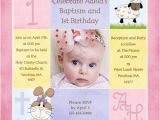 Sample First Birthday Invitation Wording 1st Birthday and Christening Baptism Invitation Sample