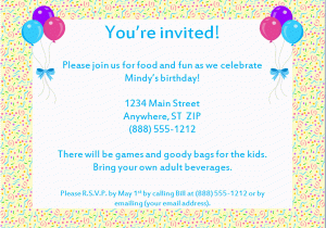 Sample Wording for Birthday Invitations Birthday Party Invitations Wording New Invitations