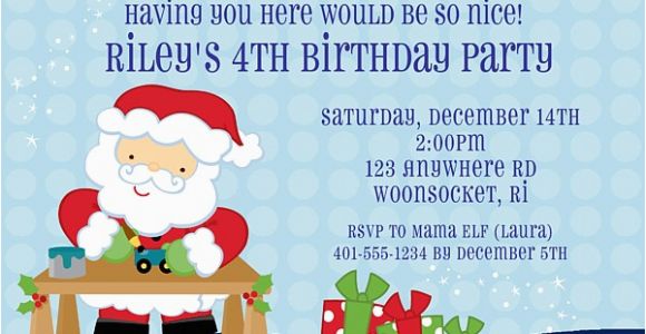 Santa Birthday Party Invitations Christmas Santa Claus Birthday Party Invitations