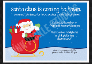 Santa Birthday Party Invitations Santa 39 S Sleigh Personalized Party Invitation