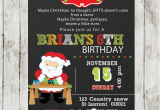 Santa Birthday Party Invitations Santa Birthday Party Invitation Chalkboard Personalized