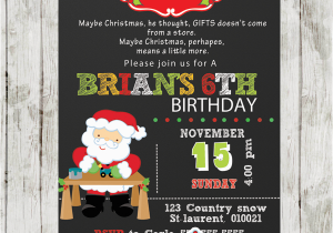 Santa Birthday Party Invitations Santa Birthday Party Invitation Chalkboard Personalized