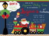 Santa Birthday Party Invitations Santa Claus On Train Holiday Christmas Birthday Party