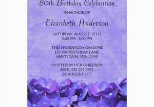 Save the Date 80th Birthday Invitations Purple Hydrangeas 80th Birthday Party Invitations 80