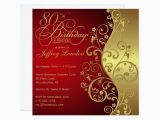 Save the Date 80th Birthday Invitations Red Gold 80th Birthday Party Invitation Zazzle
