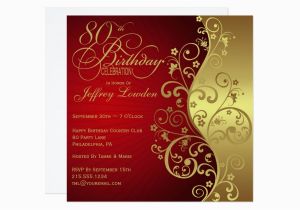 Save the Date 80th Birthday Invitations Red Gold 80th Birthday Party Invitation Zazzle