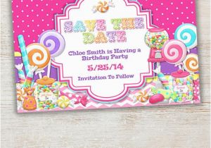 Save the Date Cards for Birthday Party Sweet Shoppe Save the Date Candyland Bubble by
