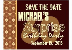 Save the Date Cards for Surprise Birthday Party 60th Surprise Birthday Save the Date Gold Postcard Zazzle