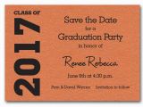 Save the Date Invitation Wording for Birthday Party Shimmery orange Graduation Save the Date Cards