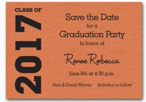 Save the Date Invitation Wording for Birthday Party Shimmery orange Graduation Save the Date Cards