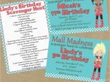 Scavenger Hunt Birthday Invitations Mall Scavenger Hunt Birthday Party Invitation Invite