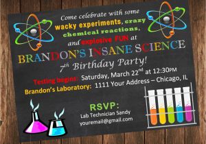 Science themed Birthday Party Invitations Science Birthday Party Invitations Oxsvitation Com
