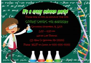 Science themed Birthday Party Invitations Science theme Birthday Party Invitations Girl Crafty