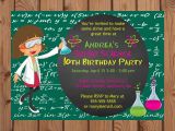 Science themed Birthday Party Invitations Science theme Birthday Party Invitations Girl Crafty