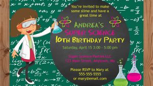 Science themed Birthday Party Invitations Science theme Birthday Party Invitations Girl Crafty