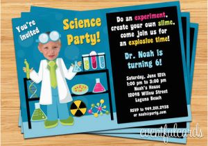 Scientist Birthday Card Mad Science Birthday Party Invitations Oxsvitation Com