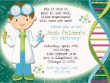 Scientist Birthday Card Mad Scientist Party Invitation