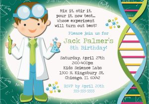 Scientist Birthday Card Mad Scientist Party Invitation