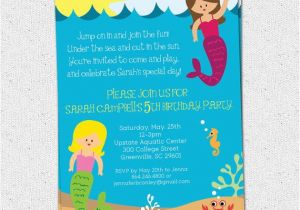 Sea Life Birthday Party Invitations Items Similar to Mermaid Birthday Party Invitation