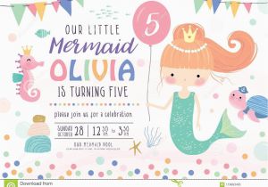 Sea Life Birthday Party Invitations Kids Birthday Party Invitation Card Stock Vector